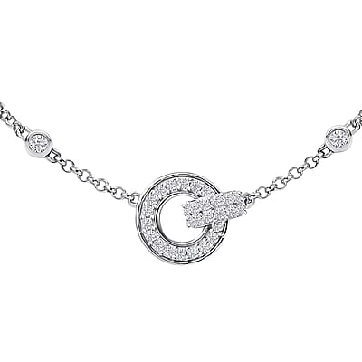 D'Joy Moissanite 0.70 ctw Bolo Bracelet in Rhodium Over Sterling Silver