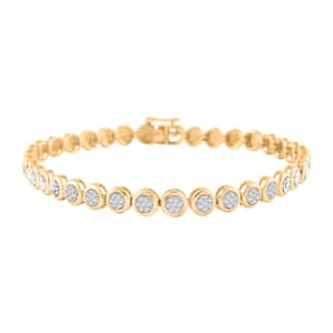 Diamond 1.10 ctw Bracelet in 14K Yellow Gold Over Sterling Silver (7.50 In)