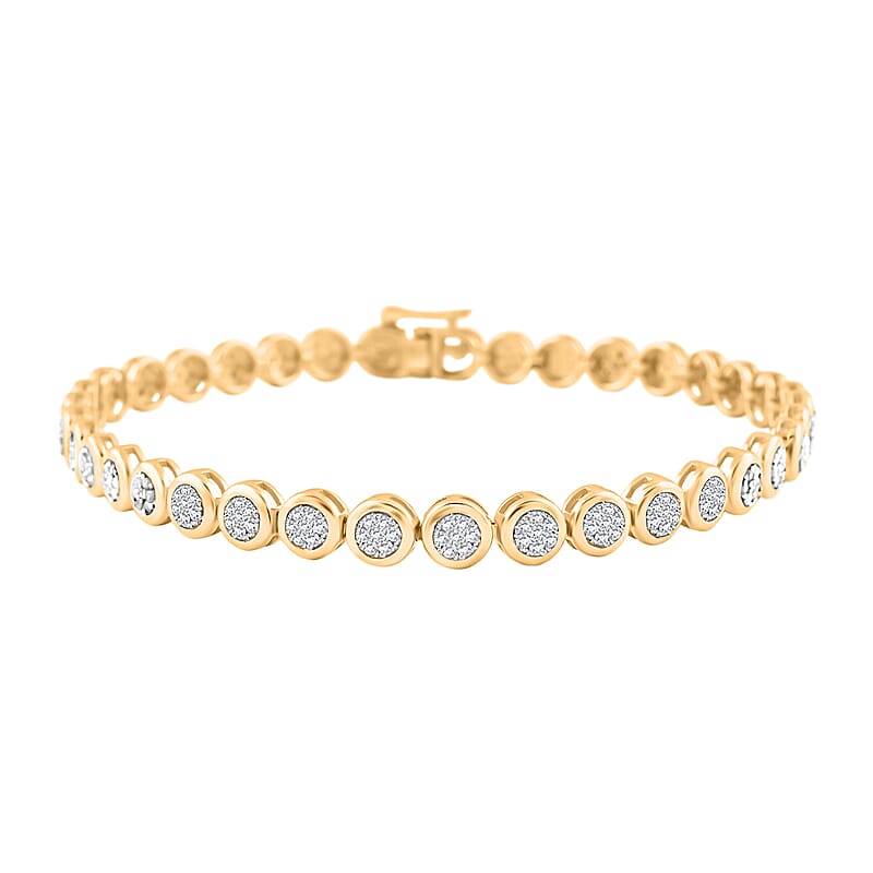 Diamond 1.10 ctw Bracelet in 14K Yellow Gold Over Sterling Silver (7.50 In)