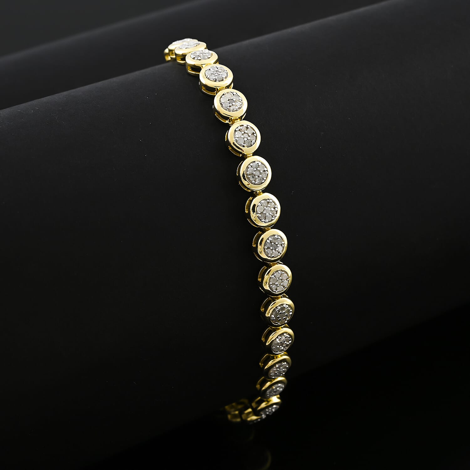 Diamond 1.10 ctw Bracelet in 14K Yellow Gold Over Sterling Silver (7.50 In)