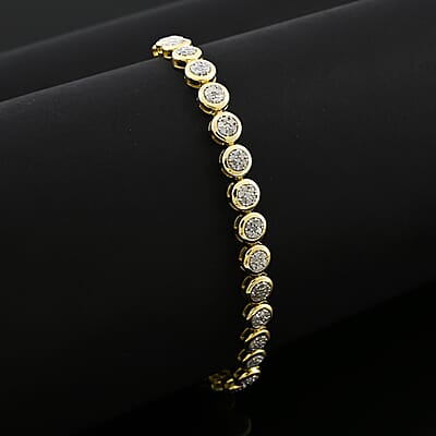 Diamond 1.10 ctw Bracelet in 14K Yellow Gold Over Sterling Silver (7.50 In)