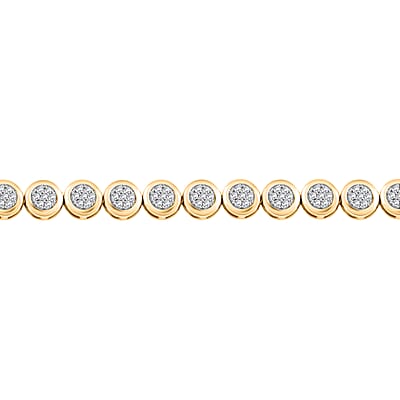 Diamond 1.10 ctw Bracelet in 14K Yellow Gold Over Sterling Silver (7.50 In)
