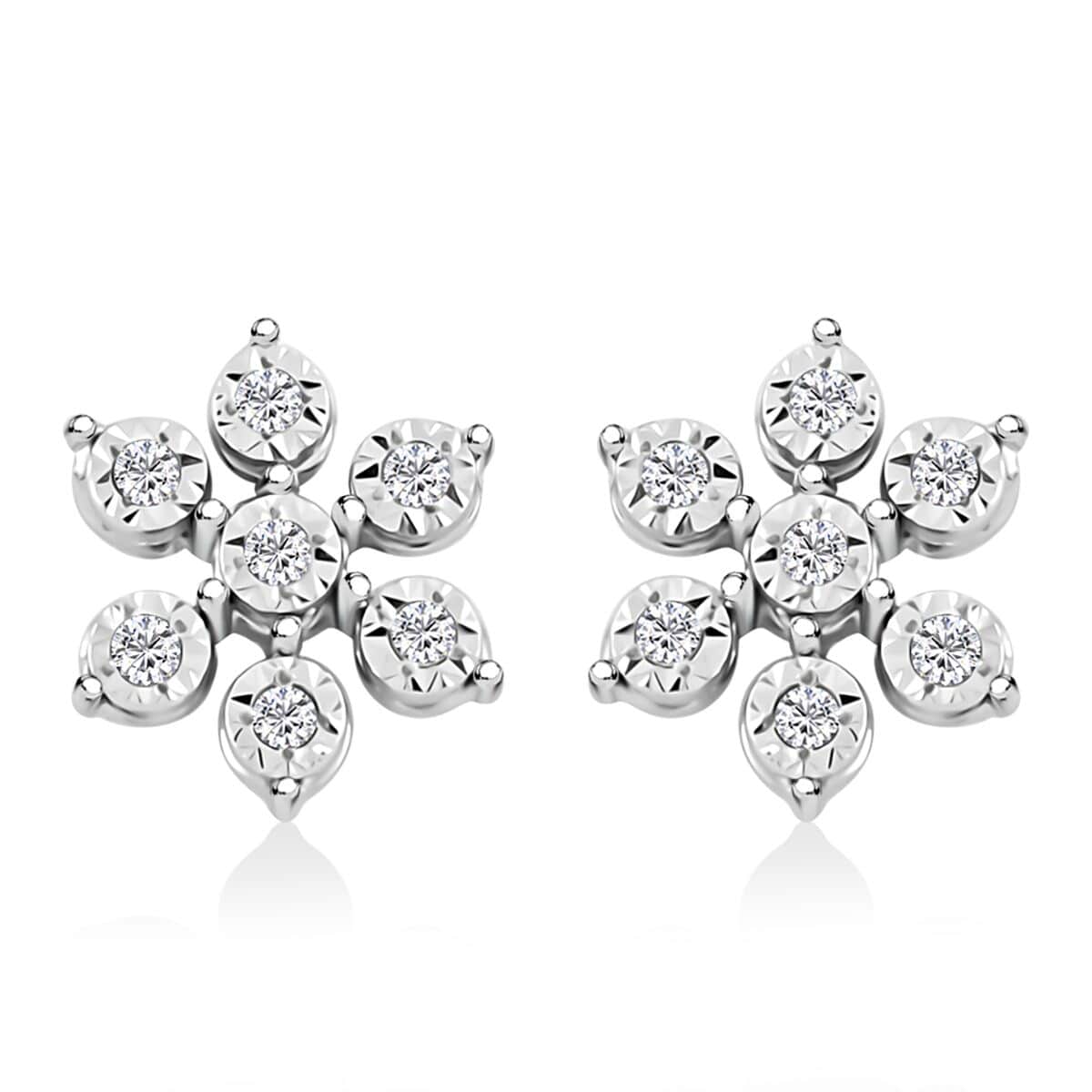 NY Closeout Deal Doorbuster Diamond 0.10 ctw Stud Earrings in Sterling Silver (Del. in 7-10 Days) image number 0