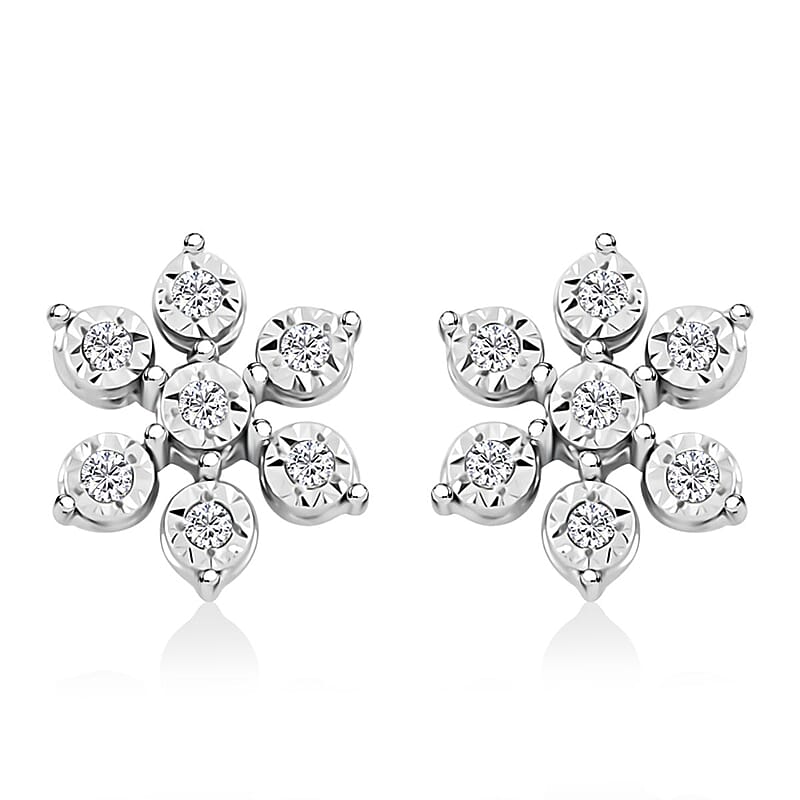 NY Closeout Deal Diamond 0.10 ctw Stud Earrings in Sterling Silver
