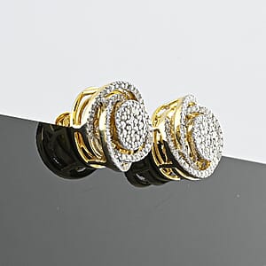 Diamond 0.65 ctw Stud Earrings in 14K Yellow Gold Over Sterling Silver