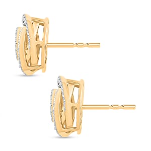 Diamond 0.65 ctw Stud Earrings in 14K Yellow Gold Over Sterling Silver