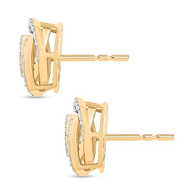 Diamond 0.65 ctw Stud Earrings in 14K Yellow Gold Over Sterling Silver