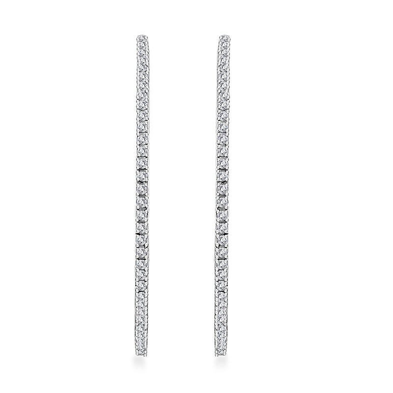 Diamond 1.30 ctw Hoop Earrings in Sterling Silver
