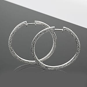Diamond 1.30 ctw Hoop Earrings in Sterling Silver