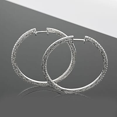 Diamond 1.30 ctw Hoop Earrings in Sterling Silver