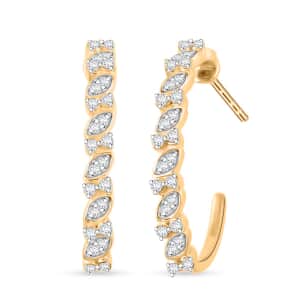 Doorbuster Diamond 0.30 ctw Hoop Earrings in 14K Yellow Gold Over Sterling Silver (Del. in 7-10 Days)