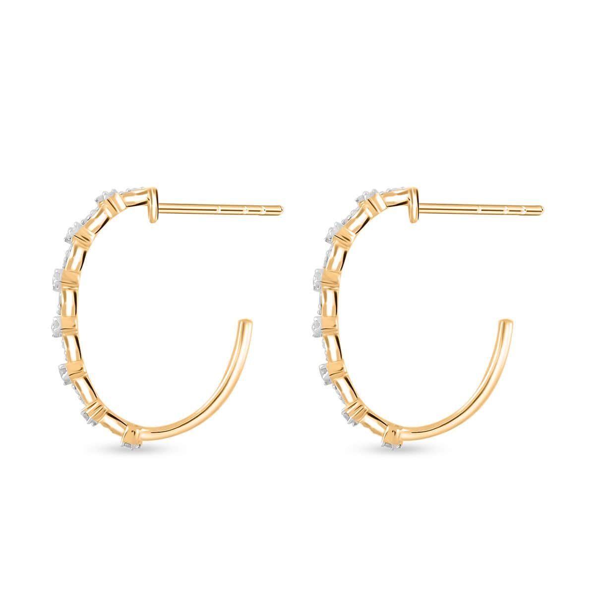 Doorbuster Diamond 0.30 ctw Hoop Earrings in 14K Yellow Gold Over Sterling Silver (Del. in 7-10 Days) image number 3