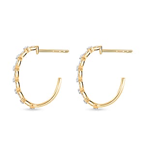 Diamond 0.30 ctw Hoop Earrings in 14K Yellow Gold Over Sterling Silver