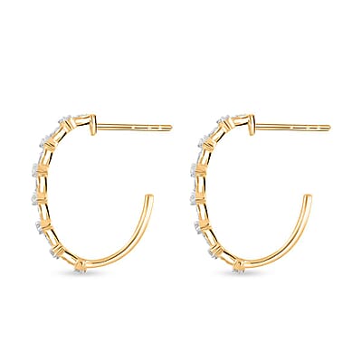 Diamond 0.30 ctw Hoop Earrings in 14K Yellow Gold Over Sterling Silver