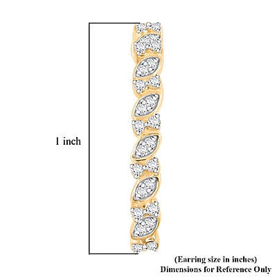 Diamond 0.30 ctw Hoop Earrings in 14K Yellow Gold Over Sterling Silver
