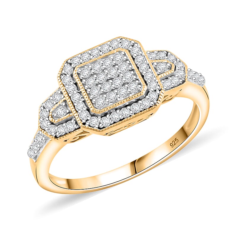 Diamond 0.33 ctw Ring in 14K Yellow Gold Over Sterling Silver (Size 10.0)