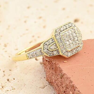 Diamond 0.33 ctw Ring in 14K Yellow Gold Over Sterling Silver (Size 10.0)