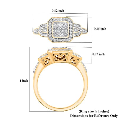 Diamond 0.33 ctw Ring in 14K Yellow Gold Over Sterling Silver (Size 10.0)