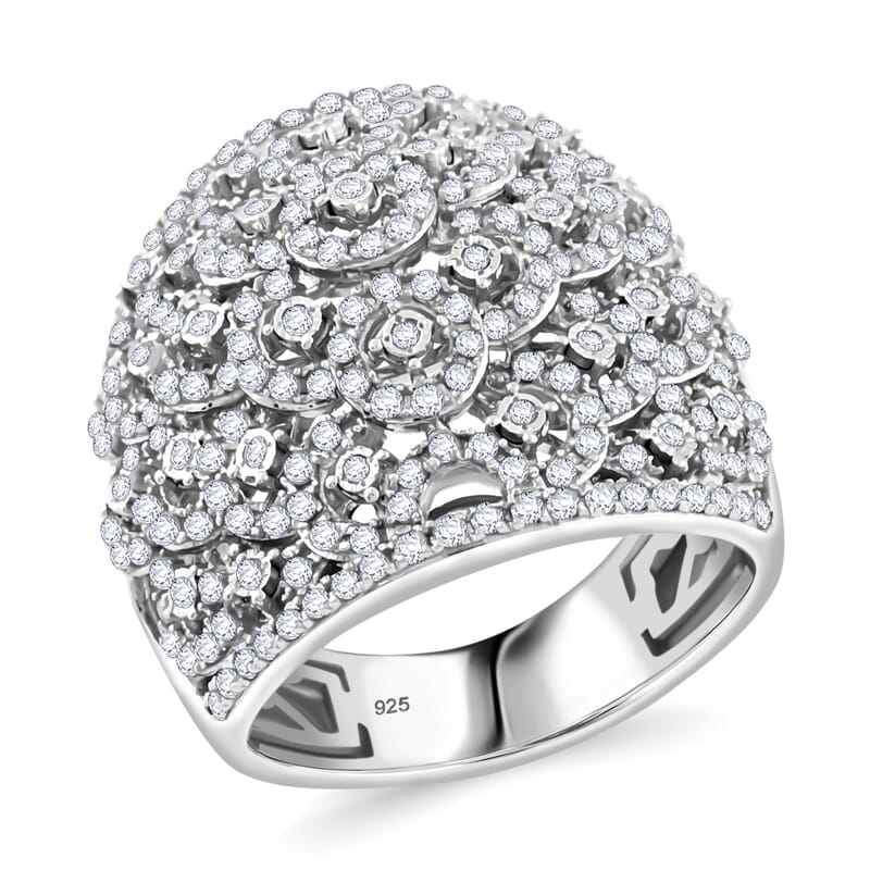 Diamond 1.40 ctw Ring in Sterling Silver (Size 10.0)