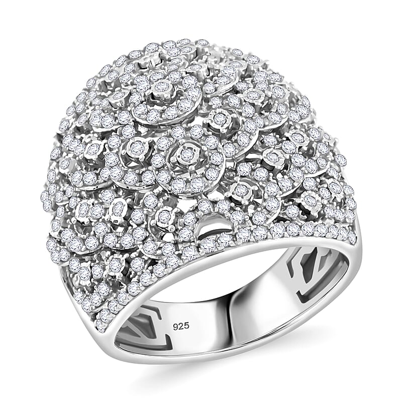 Diamond 1.40 ctw Ring in Sterling Silver (Size 10.0)