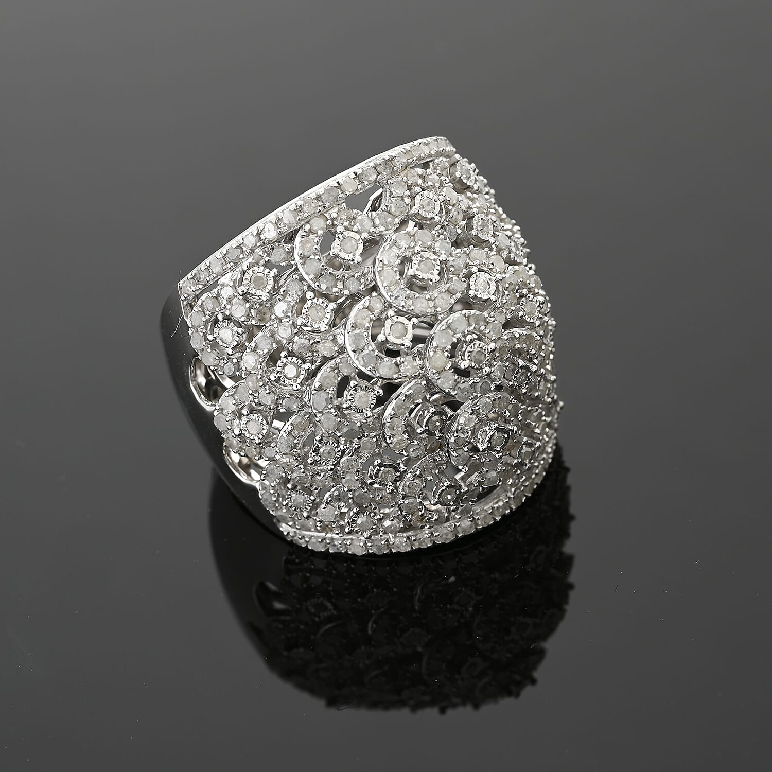 Diamond 1.40 ctw Ring in Sterling Silver (Size 10.0)