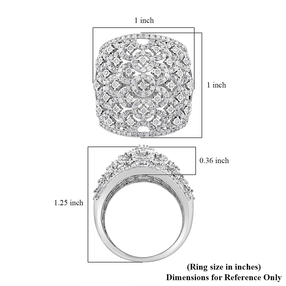 Diamond 1.40 ctw Ring in Sterling Silver (Size 10.0)
