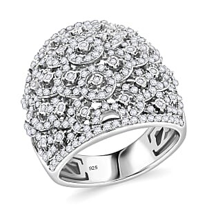 Diamond 1.40 ctw Ring in Sterling Silver (Size 7.0)