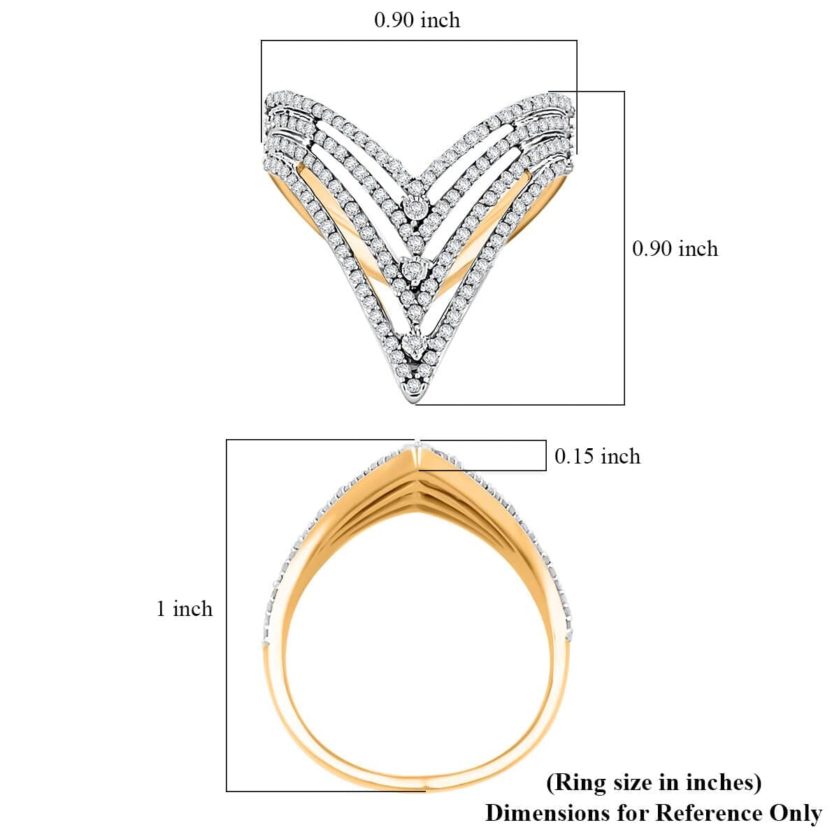 Doorbuster Diamond 0.70 ctw Ring in 14K Yellow Gold Over Sterling Silver (Del. in 7-10 Days) image number 4