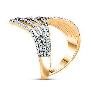 Diamond 0.70 ctw Ring in 14K Yellow Gold Over Sterling Silver (Size 5.0)