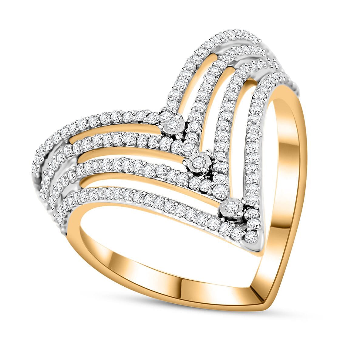 Diamond 0.70 ctw Ring in 14K Yellow Gold Over Sterling Silver (Size 9.0)