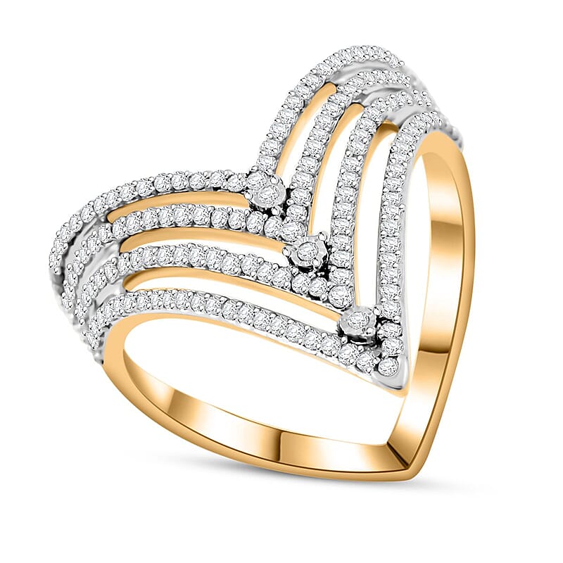 Diamond 0.70 ctw Ring in 14K Yellow Gold Over Sterling Silver (Size 9.0)