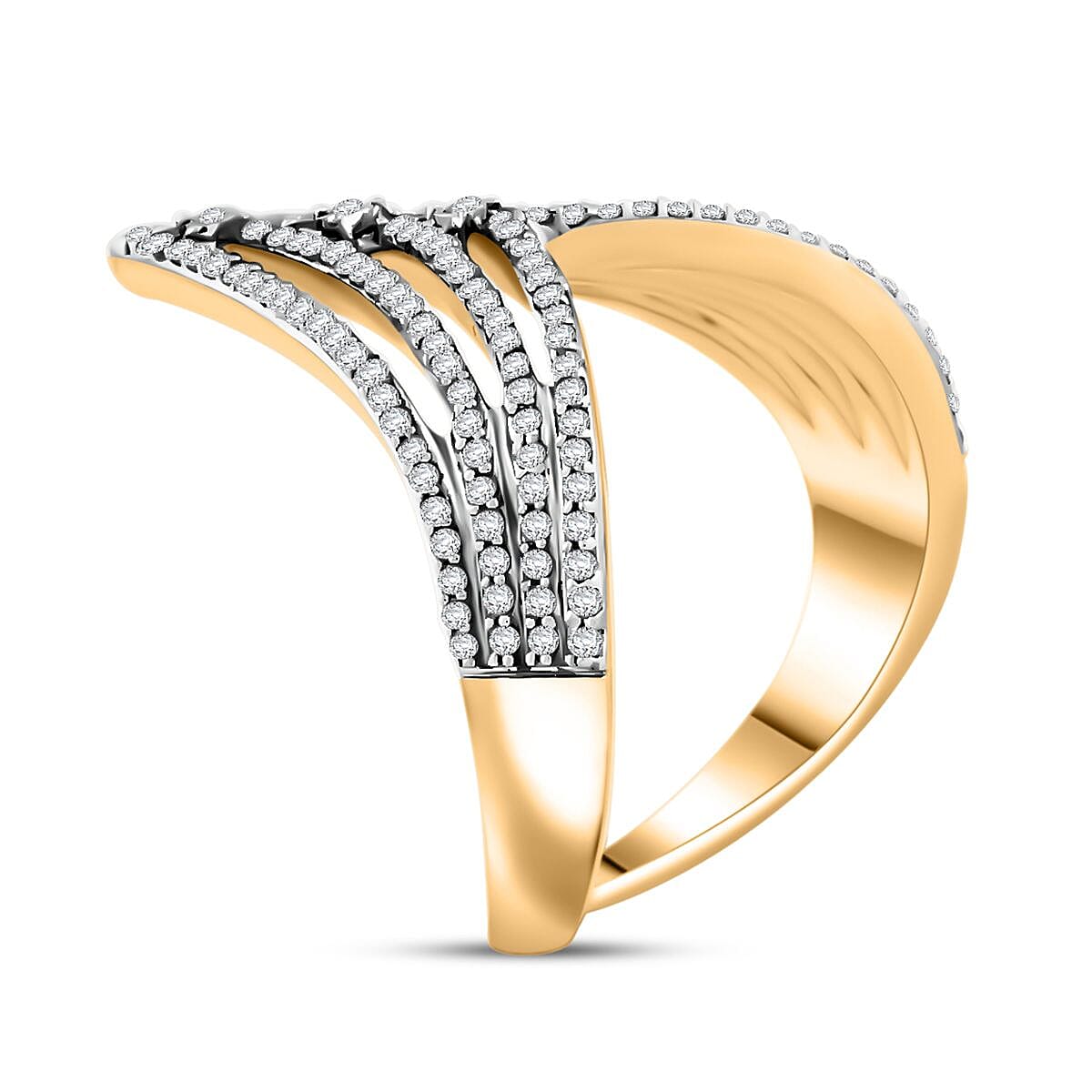 Diamond 0.70 ctw Ring in 14K Yellow Gold Over Sterling Silver (Size 9.0) image number 3