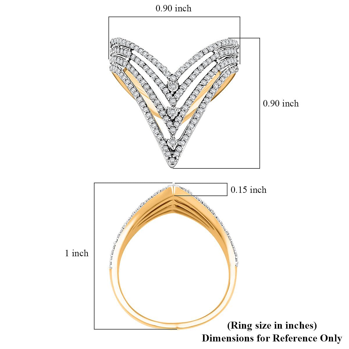 Diamond 0.70 ctw Ring in 14K Yellow Gold Over Sterling Silver (Size 9.0) image number 4