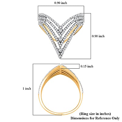 Diamond 0.70 ctw Ring in 14K Yellow Gold Over Sterling Silver (Size 9.0)