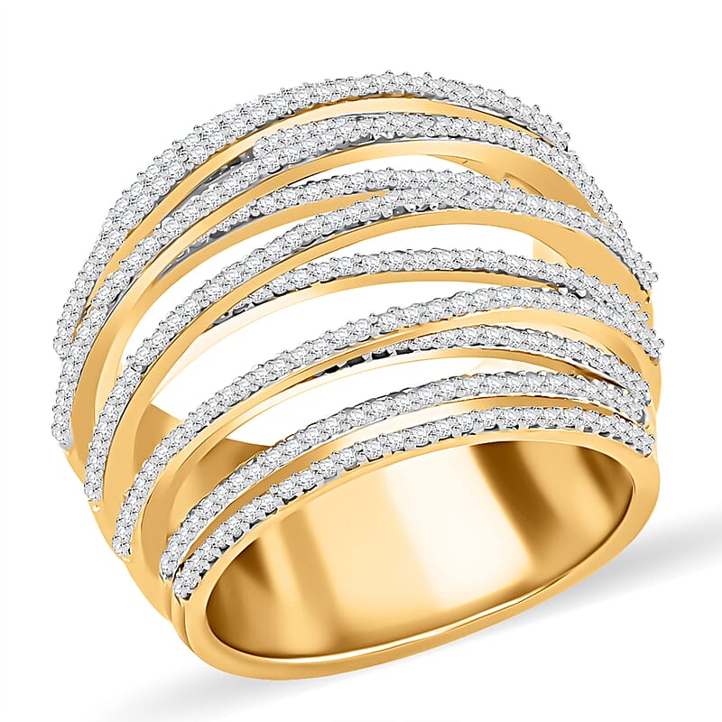 Diamond 1.40 ctw Ring in 14K Yellow Gold Over Sterling Silver (Size 10.0)