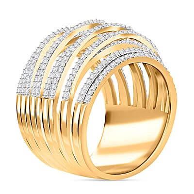 Diamond 1.40 ctw Ring in 14K Yellow Gold Over Sterling Silver (Size 10.0)
