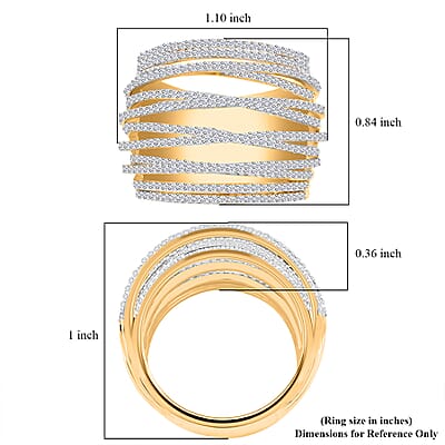 Diamond 1.40 ctw Ring in 14K Yellow Gold Over Sterling Silver (Size 10.0)