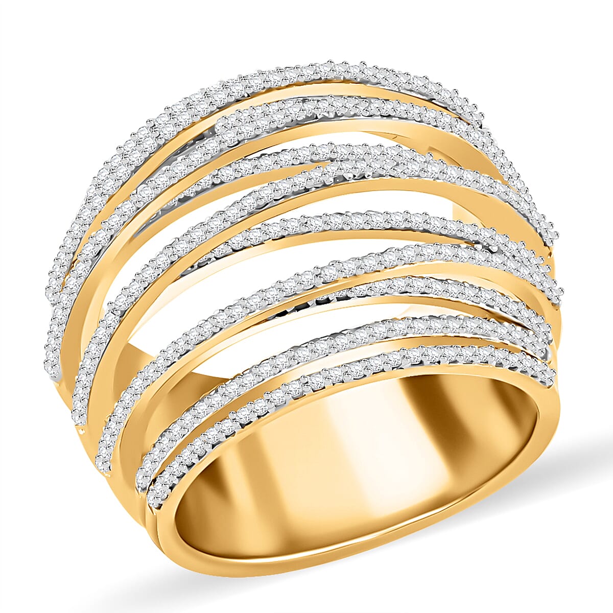 Diamond 1.40 ctw Ring in 14K Yellow Gold Over Sterling Silver (Size 7.0) image number 0