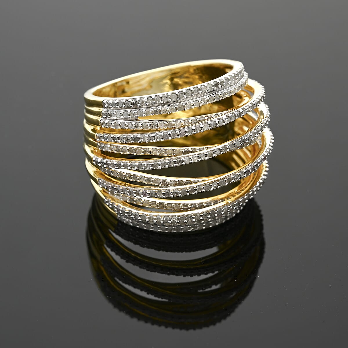 Diamond 1.40 ctw Ring in 14K Yellow Gold Over Sterling Silver (Size 7.0) image number 1