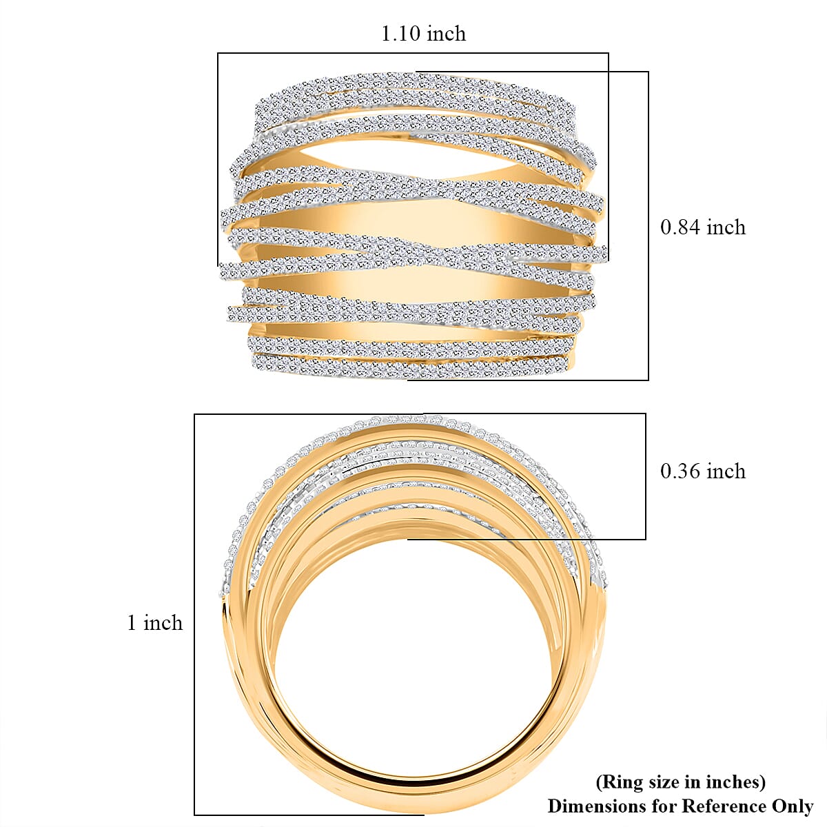 Diamond 1.40 ctw Ring in 14K Yellow Gold Over Sterling Silver (Size 7.0) image number 4