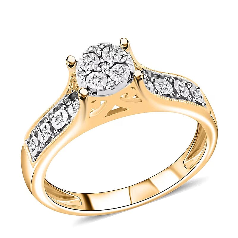Diamond 0.10 ctw Ring in 14K Yellow Gold Over Sterling Silver (Size 10.0)