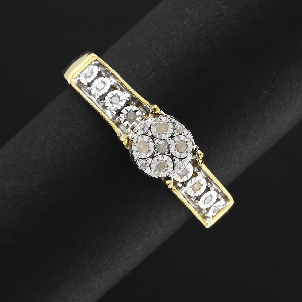 Diamond 0.10 ctw Ring in 14K Yellow Gold Over Sterling Silver (Size 10.0) image number 1