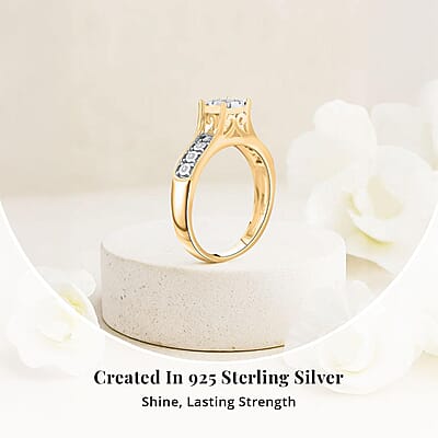 Diamond 0.10 ctw Ring in 14K Yellow Gold Over Sterling Silver (Size 10.0)