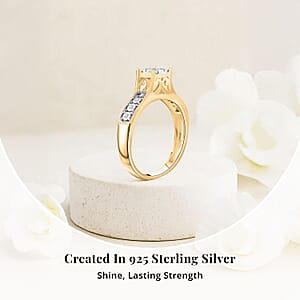 Diamond 0.10 ctw Bridge Ring in 14K Yellow Gold Over Sterling Silver (Size 6.0)