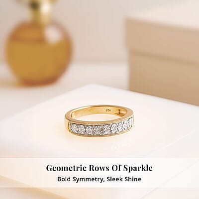 Diamond 0.05 ctw Ring in 14K Yellow Gold Over Sterling Silver (Size 10.0)