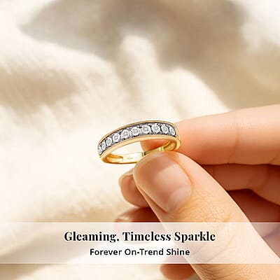 Diamond 0.05 ctw Ring in 14K Yellow Gold Over Sterling Silver (Size 10.0)