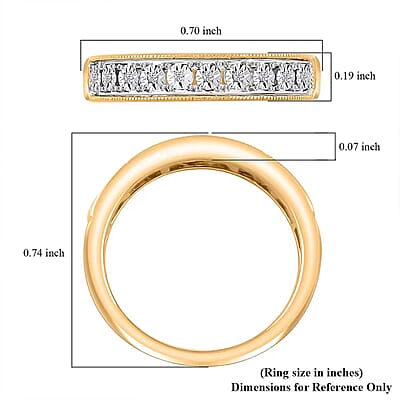 Diamond 0.05 ctw Ring in 14K Yellow Gold Over Sterling Silver (Size 10.0)