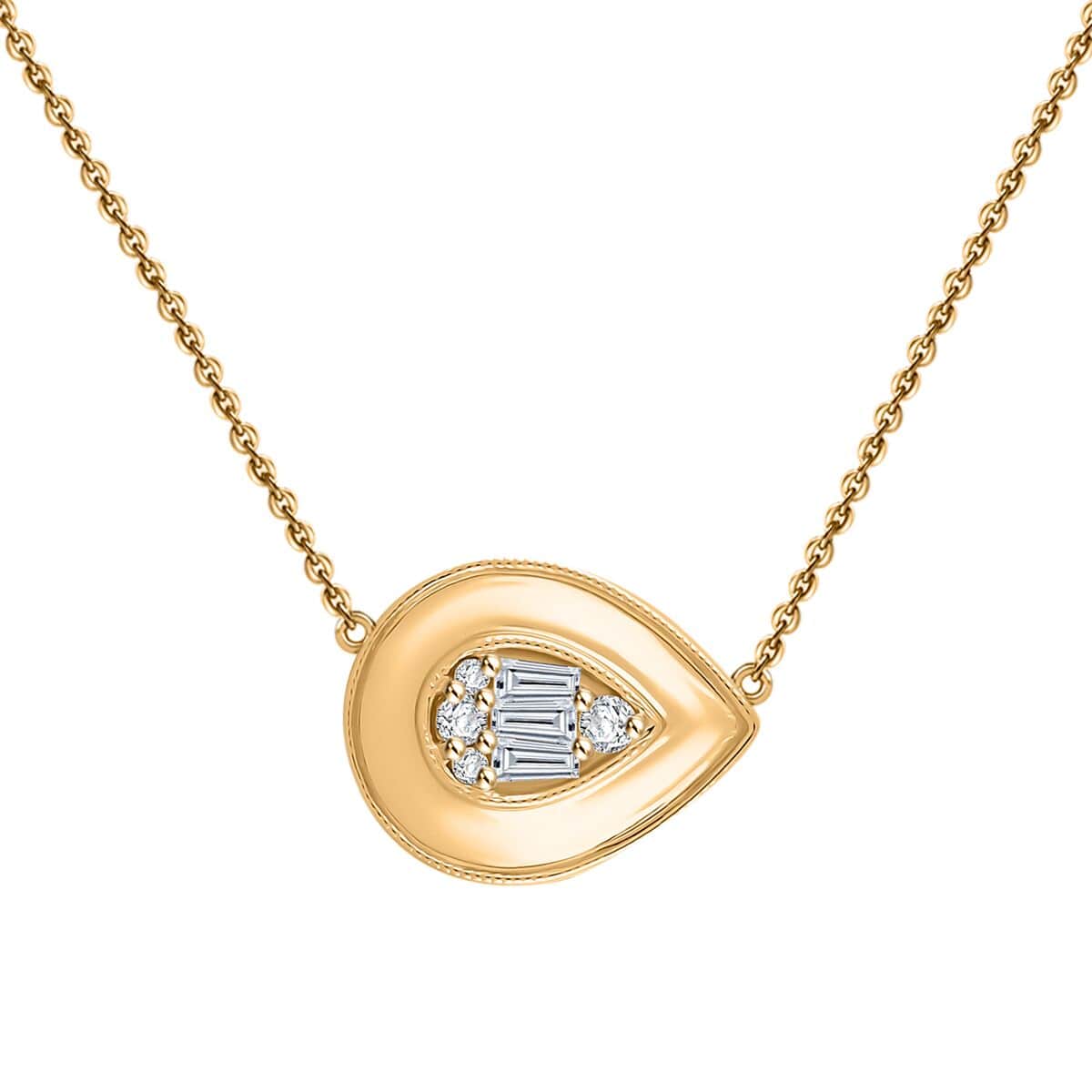 Clarte Gatsby Collection Moissanite 0.20 ctw Pear Necklace in Vermeil Yellow Gold Over Sterling Silver 18 Inches image number 0