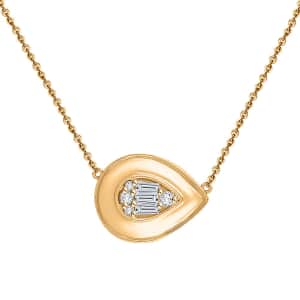 Clarte Gatsby Collection Moissanite 0.20 ctw Pear Necklace in Vermeil Yellow Gold Over Sterling Silver 18 Inches