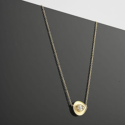 Clarte Gatsby Collection Moissanite 0.20 ctw Pear Necklace in Vermeil Yellow Gold Over Sterling Silver 18 Inches